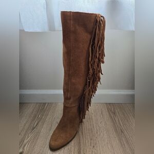 Steve Madden Fringe Suede Knee-High Boots - Brown